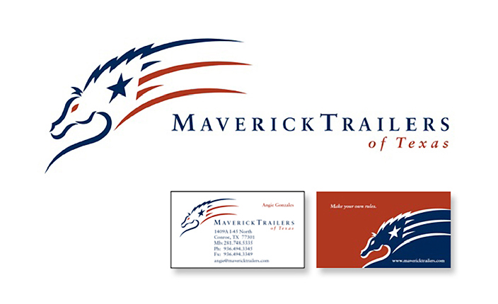Logo design and business card design:  Maverick Trailers of Texas