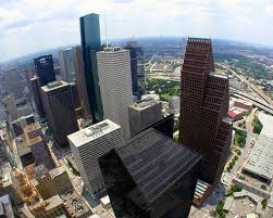 Houston Texas downtown skyline from above